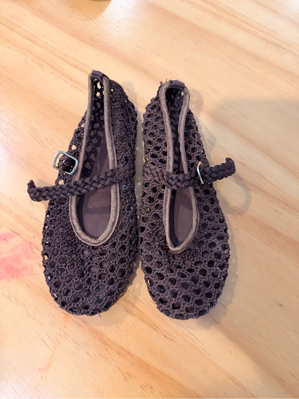 Kids Braided Mary Jane Flats in Dark Brown